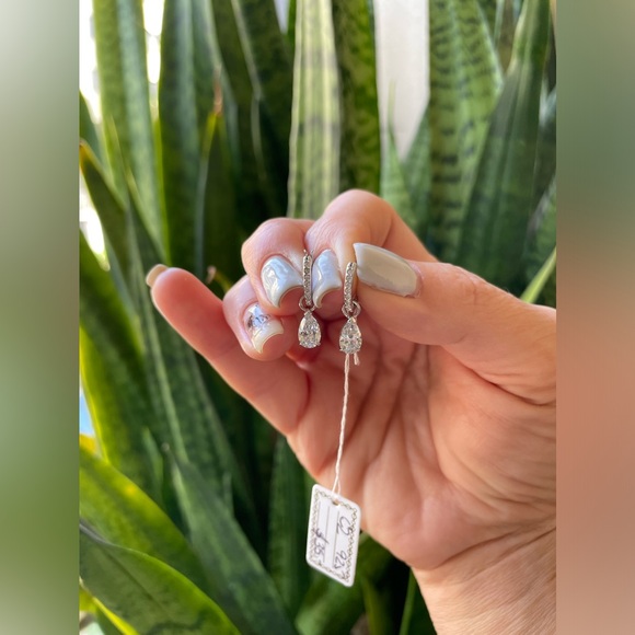 White CZ Sm 13mm Inside-out Hoops - Picture 3 of 11